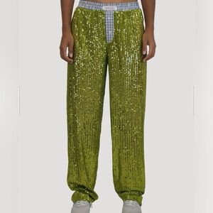 Handover Green Sequin Wide-Leg Pants